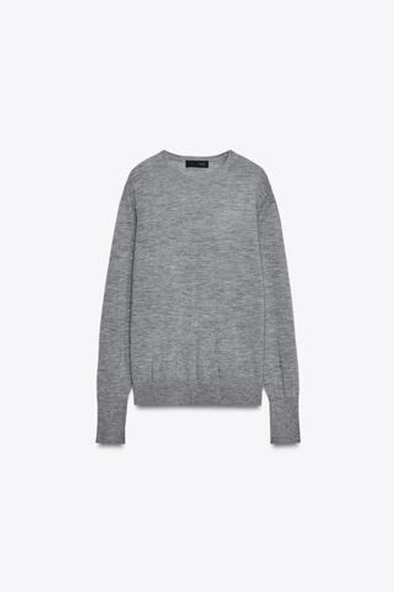 ZARA ТОНКИЙ ДЖЕМПЕР ИЗ 100% КАШЕМИРА, СЕРЫЙ