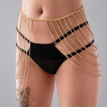 Оригинальное золотистое украшение на талию со стразами (Размер: S-M) (Цвет: золотистый)