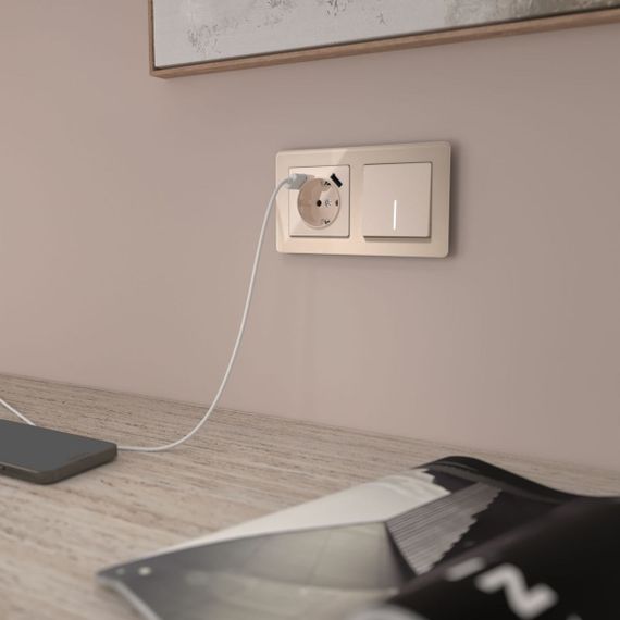 Выключатель одноклавишный проходной с подсветкой Werkel айвори акрил W1112143 4690389197017