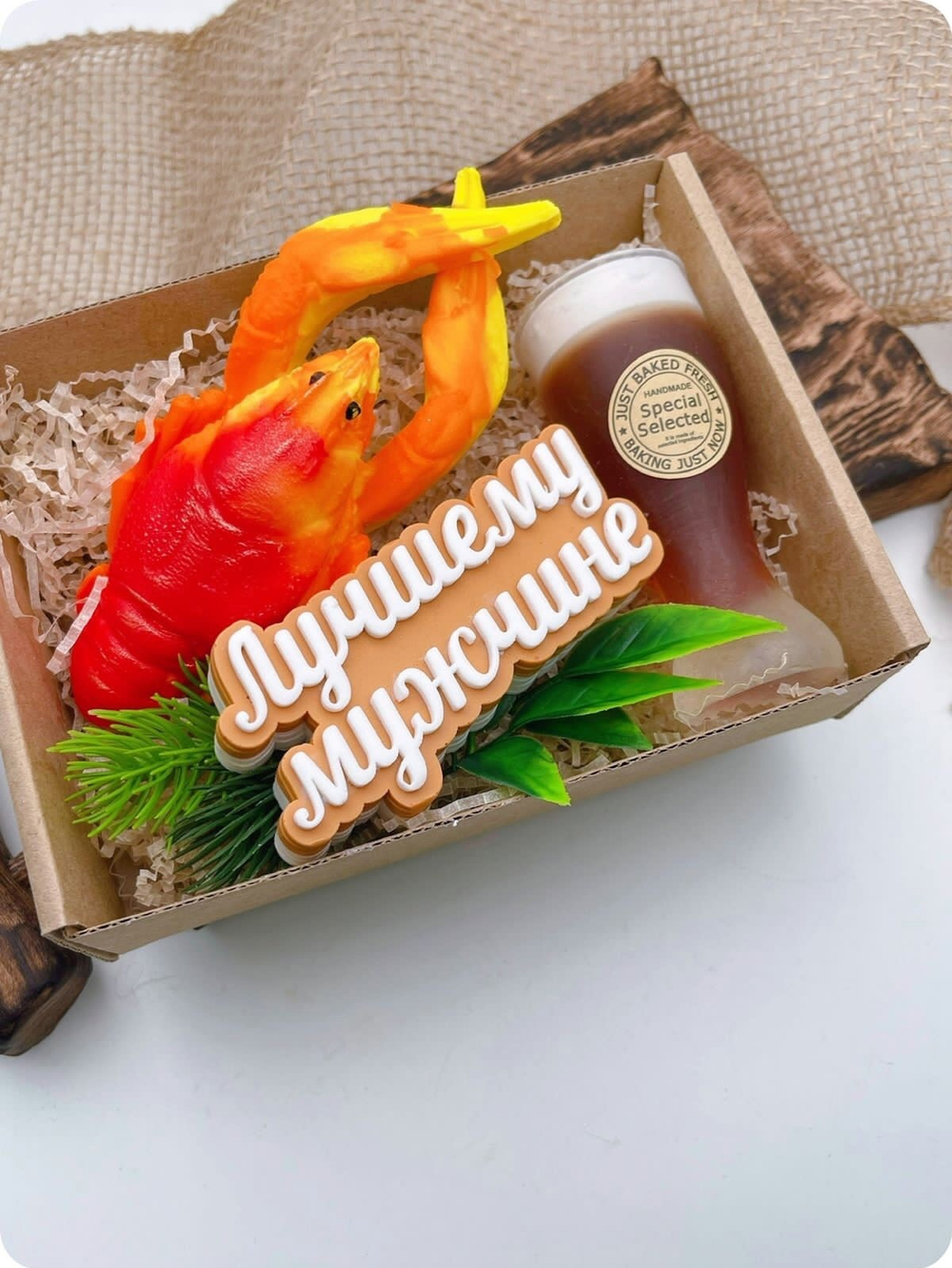 Мыло ручной работы Бокал, Рак и топпер