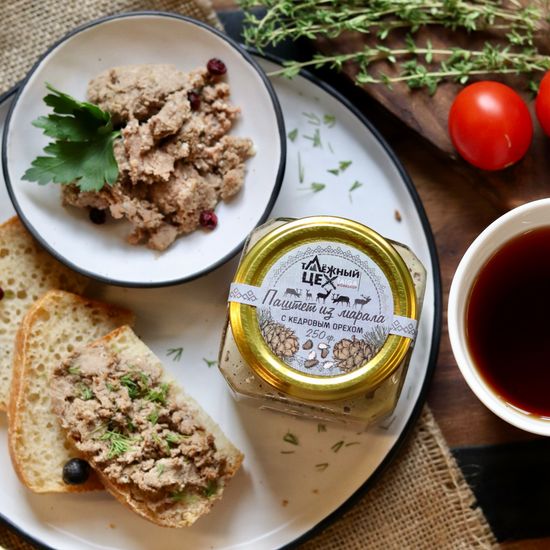 Паштет из мяса Марала с кедровым орехом 250г.
