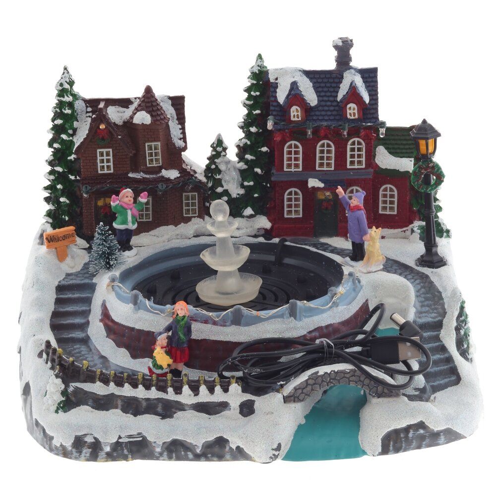 GAEM Фигурка декоративная "Рождество" (4 мелодии, подсвет, движ, фонтан 3xAA н/п, +USB), L26,5 W23 H19 см