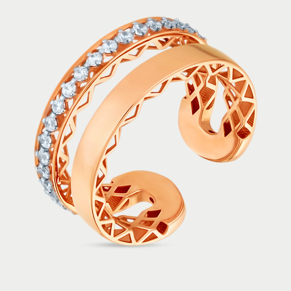 Кольцо женское из розового золота 585 пробы с фианитами (арт. 900281-1102)
