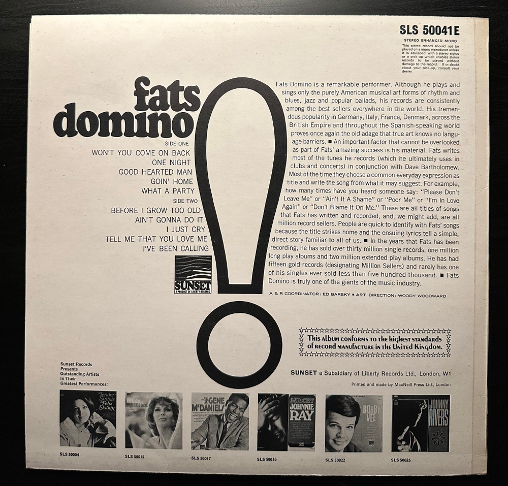 Fats Domino - Fats Domino (Англия 1968г.)