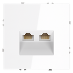 Розетка компьютерная встраиваемая двойная RJ45+RJ45 кат.6, (белый глянцевый) Voltum S70 VLS060201