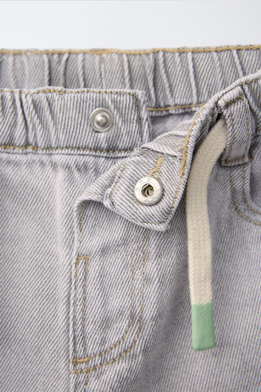 ZARA ДЖИНСЫ СВОБОДНОГО КРОЯ СО ШНУРКОМ, СЕРЫЙ