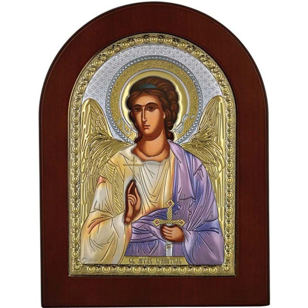 Ангел Хранитель. Икона в серебряном окладе с цветной эмалью.