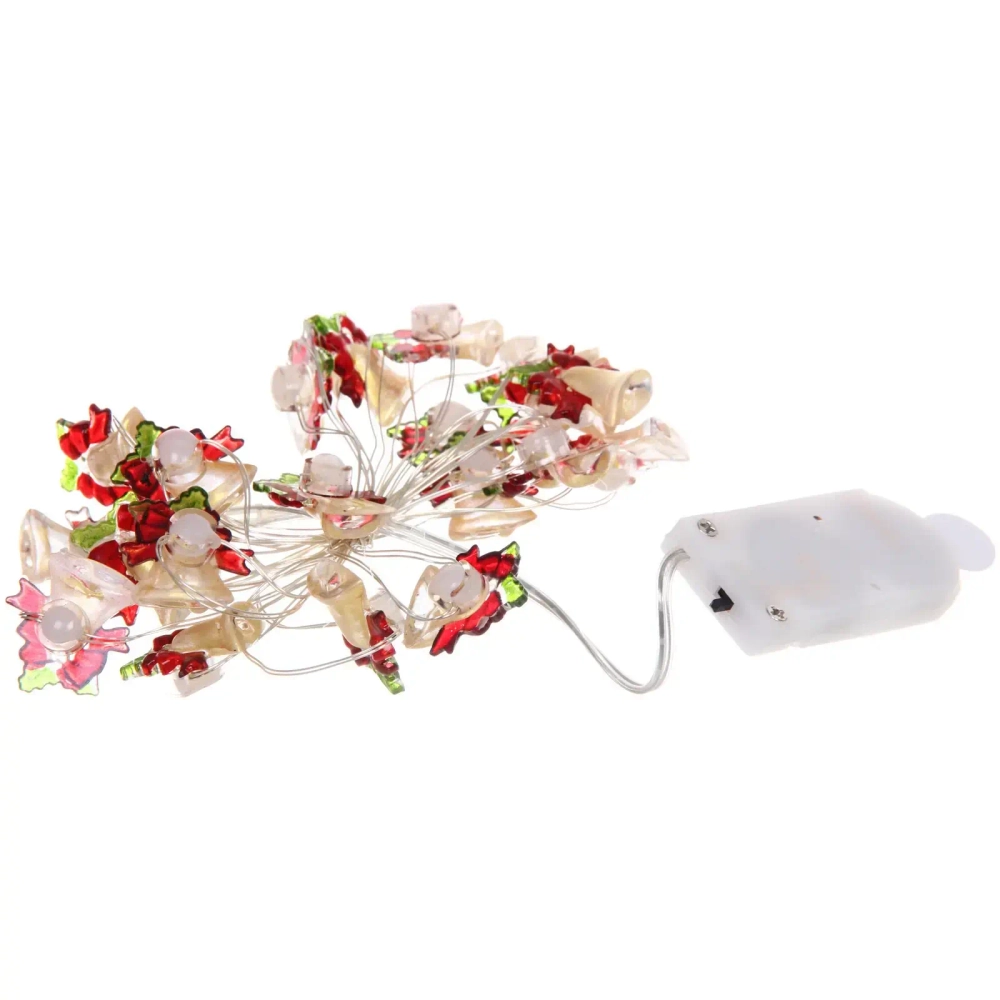 Гирлянда для дома «Колокольчик»(2*2см) на батарейках 2,0 м 20 ламп LED, 1 реж., IP-20, Теплый белый (батарейки CR2032)