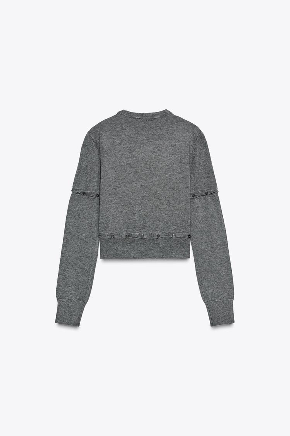 ZARA ТРИКОТАЖНЫЙ ДЖЕМПЕР С ПУГОВИЦАМИ, СЕРЫЙ