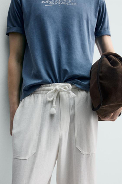 ZARA БРЮКИ RELAXED FIT В КЛЕТКУ, БЕЛЫЙ
