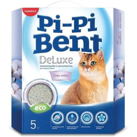 Наполнитель PI-PI BENT DeLuxe Clean Cotton комкующийся - 5 кг