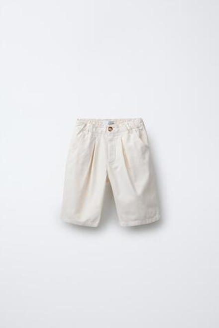 ZARA ДЛИННЫЕ ШОРТЫ-БЕРМУДЫ, ЭКРЮ