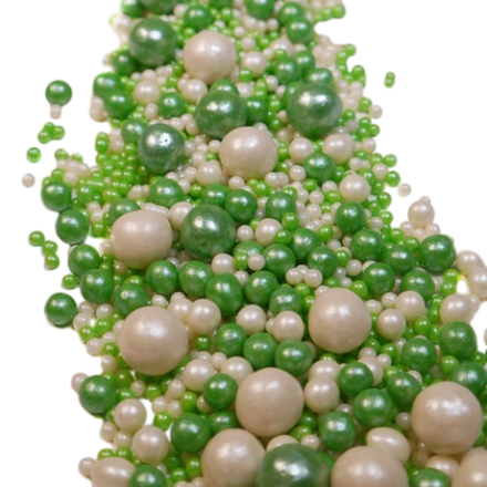 Посыпка "Драже из глазури" (жемчуг серебро/зеленый) 50г