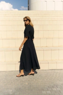 Платье черное из жаккардового хлопка