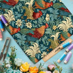 Ткань премиум таффета сказочные петухи