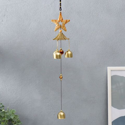 Музыка ветра металл Звезда песочная 4 колокольчика 43х6 см