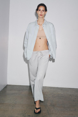 ZARA КУРТКА-РУБАШКА С КАРМАНАМИ — ZW COLLECTION, ГОЛУБОЙ