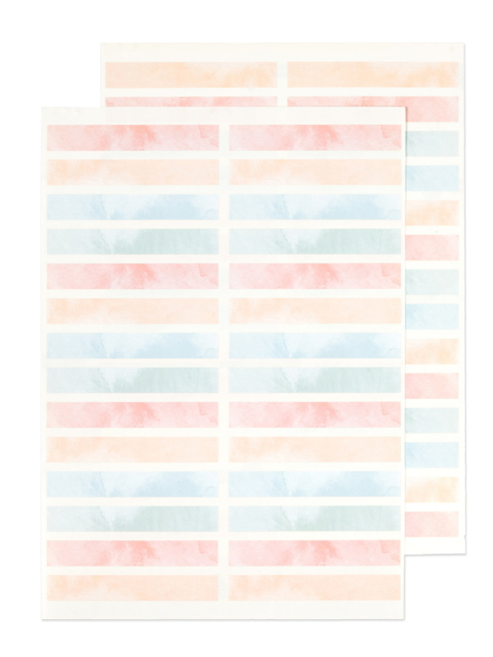Набор наклеек 10х2 см, для полок, папок, книг, 2 листа, акварель
