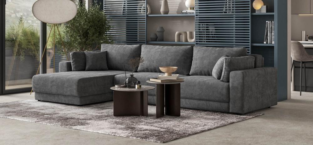 Угловой диван Босс Прайм Макс Шенилл Клауд графит