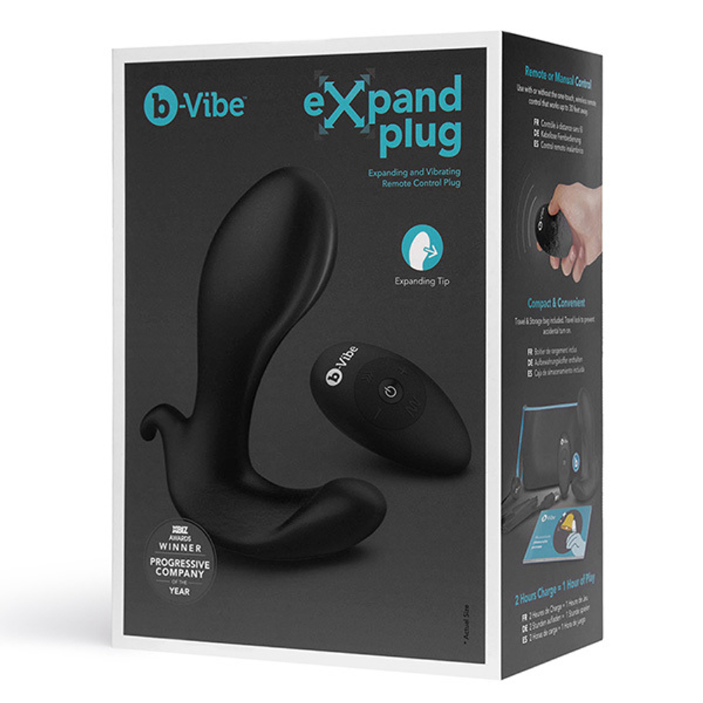 Черный анальный стимулятор с расширением и вибрацией b-Vibe Expand Plug BV-048-BLK