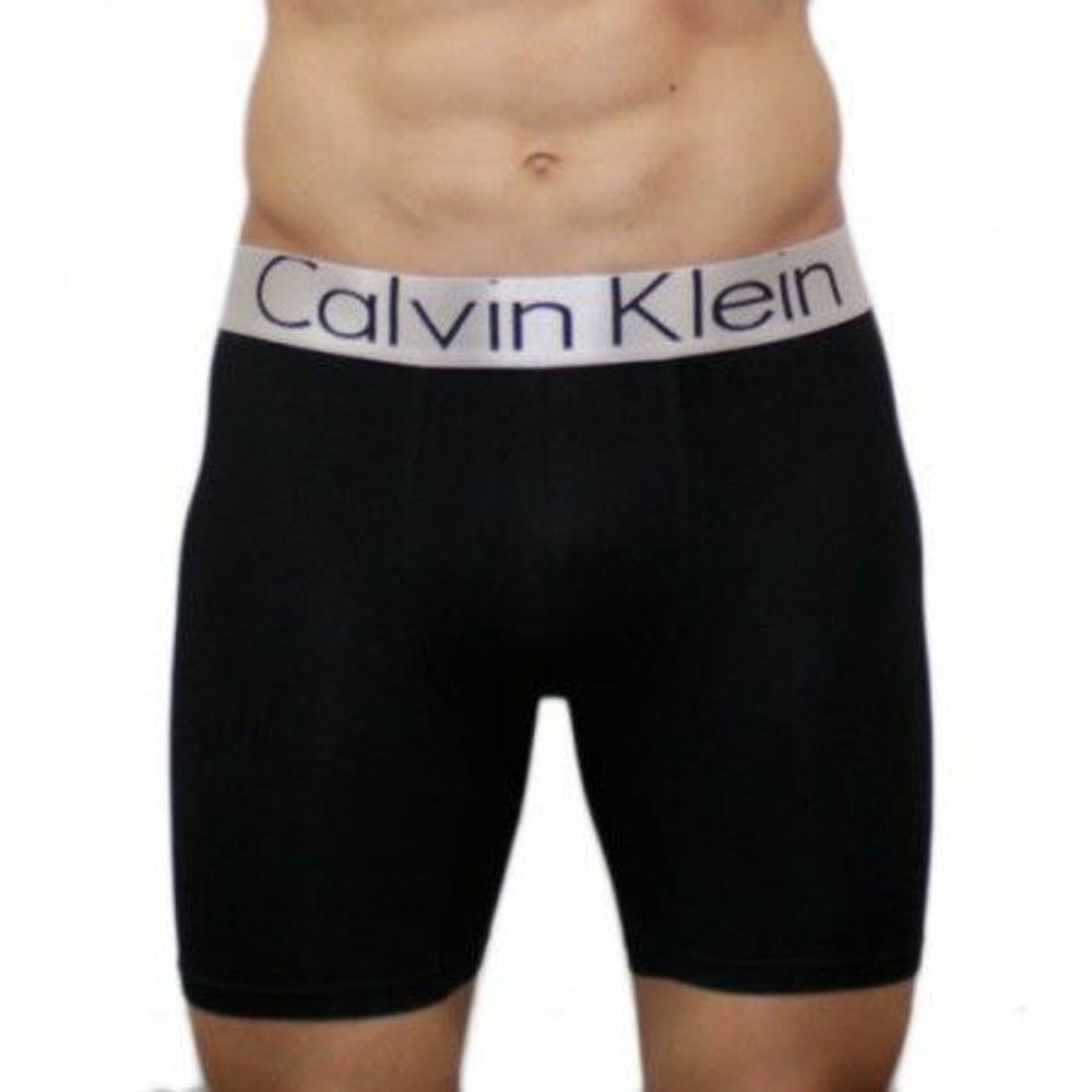 Мужские трусы боксеры удлиненные черные Calvin Klein Steel Boxer
