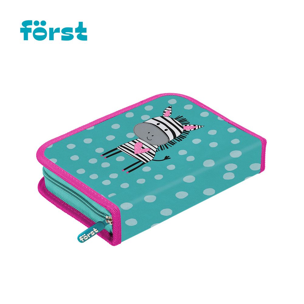 Пенал 1 отделение, 200*140*40 Först "Funny zebra", дополнительная откидная секция, полиэстер