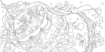 In the forest of a Fairytale full of flowers. Coloring Book