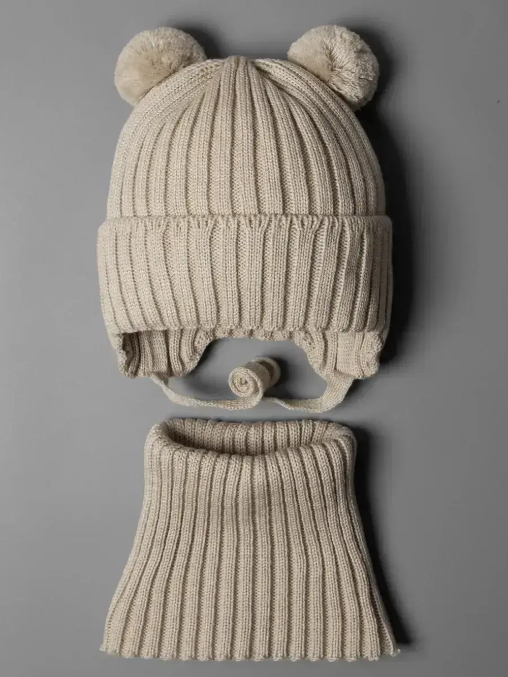 Шапка с завязками и снуд детская, осень