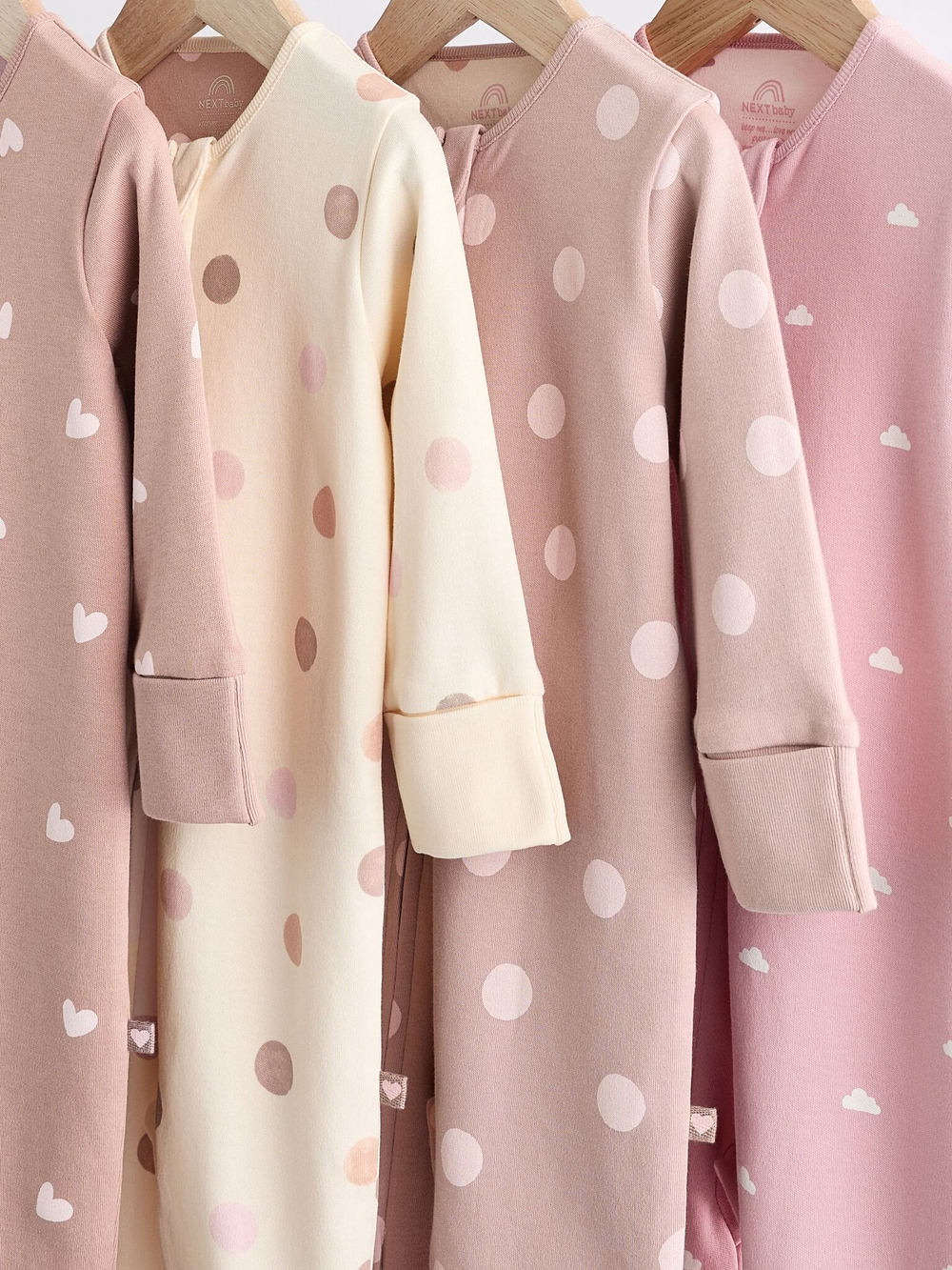 Комбинезон / Cлип для малышей Next K79-494, 4 шт., Молочный, Розовый, Бежевый