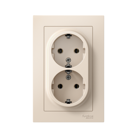 Розетка 2-м СП AtlasDesign 16А IP20 с заземл. в сборе беж. SE ATN000224