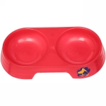 Миска пластиковая двойная «Мр. Марли», цвет красный, 23*12*4см