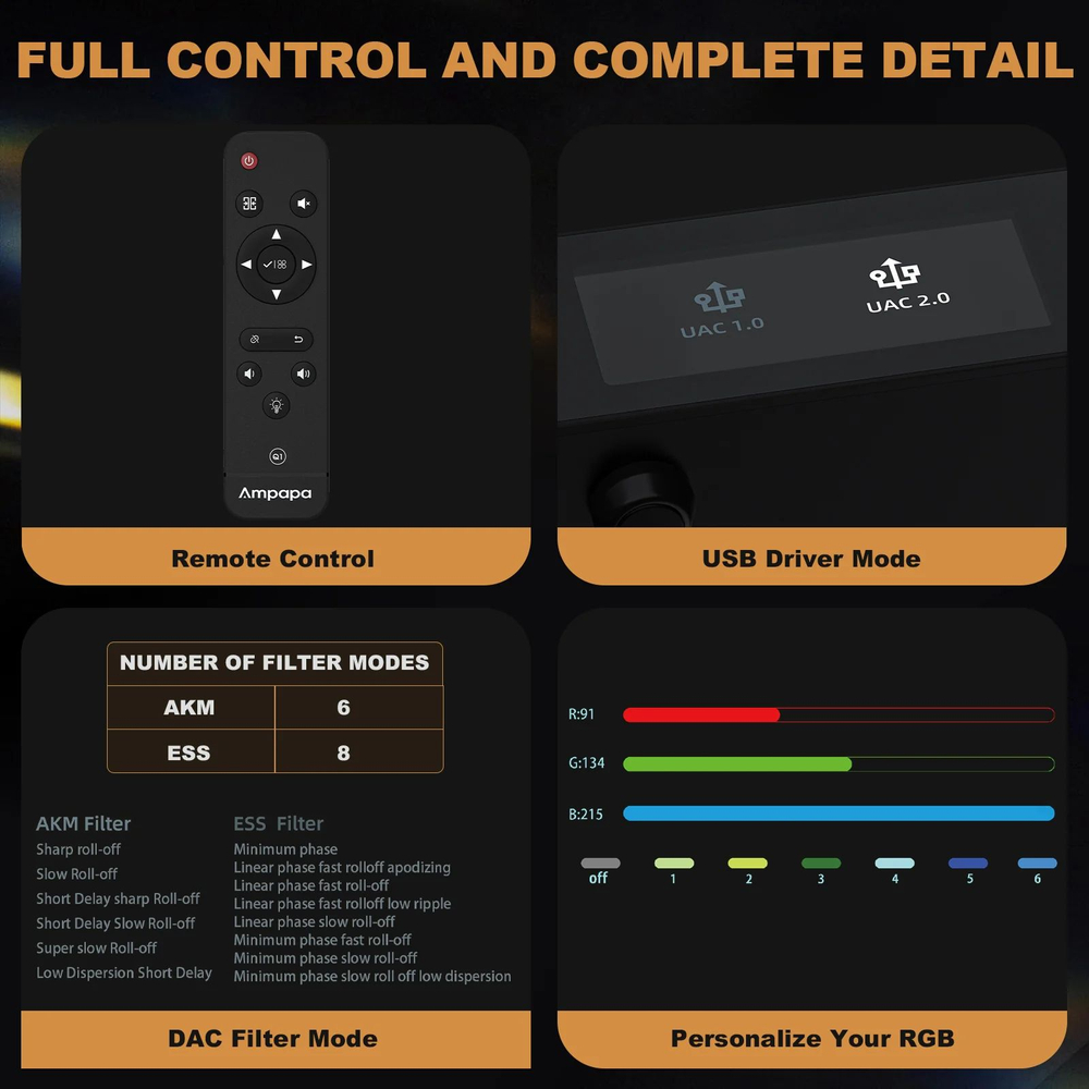 Усилитель для наушников с ЦАП Douk Audio Ampapa Q1, цифро-аналоговый преобразователь, Bluetooth