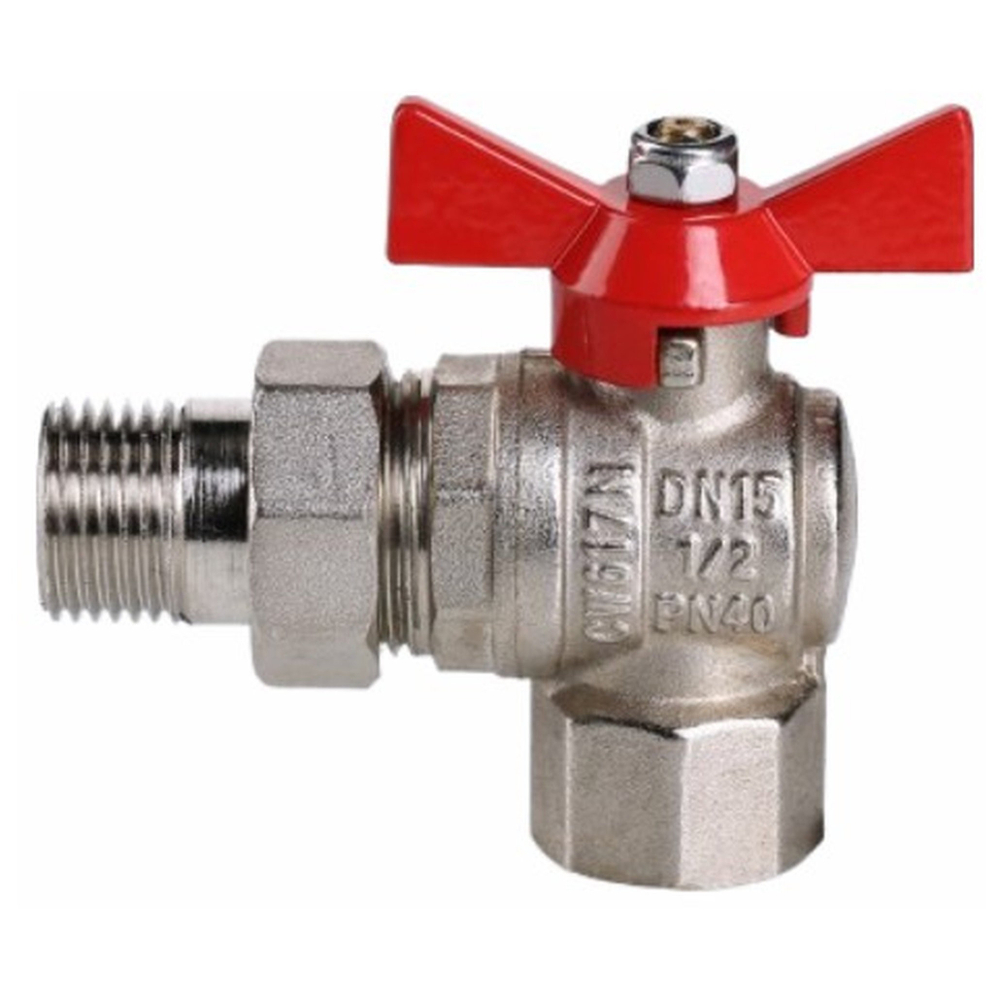 Кран шар. Valtec VT.228.N.06 BASE ВН 1" с американкой бабочка угловой