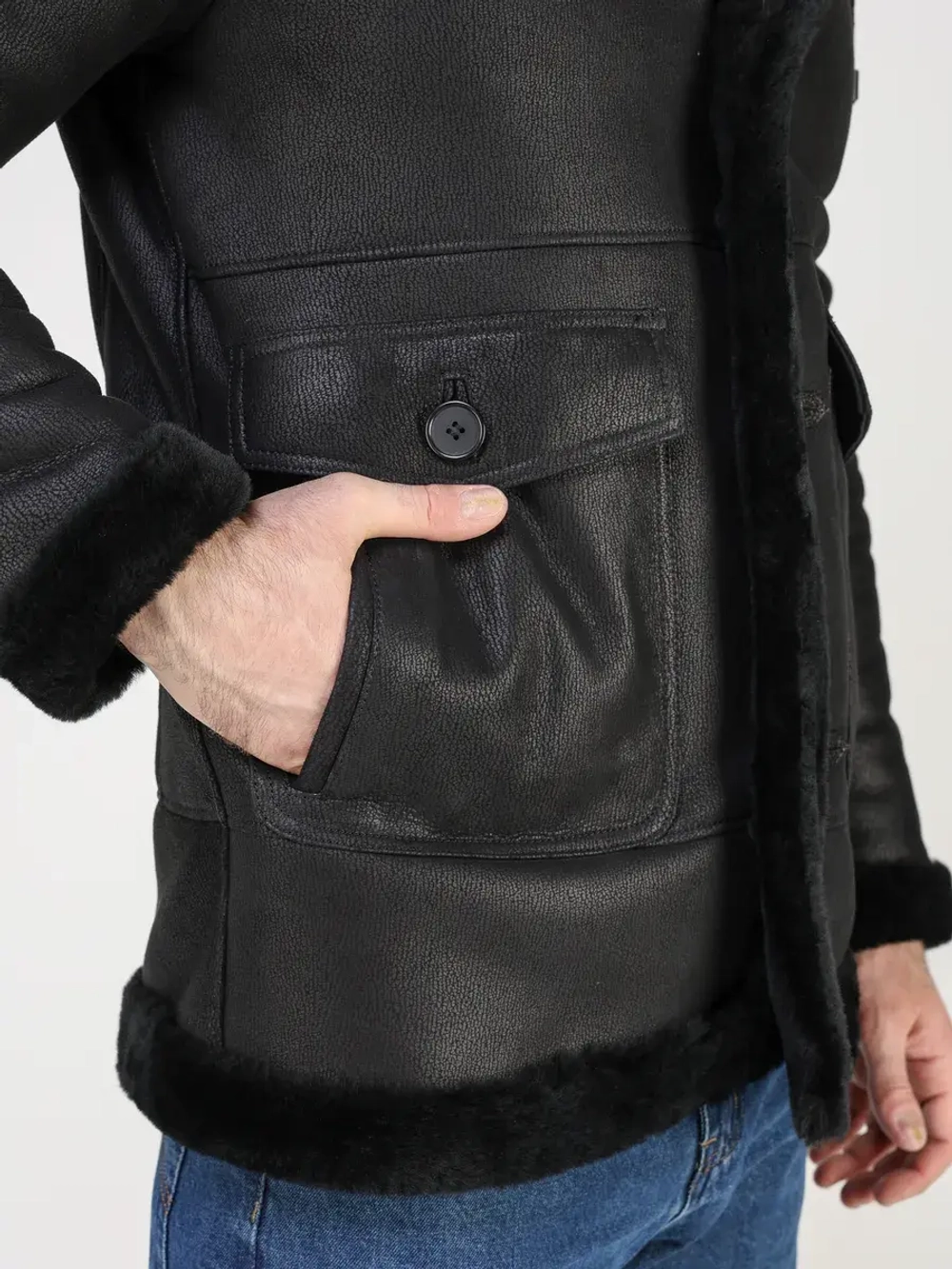 Дубленка зимняя куртка натуральная с капюшоном