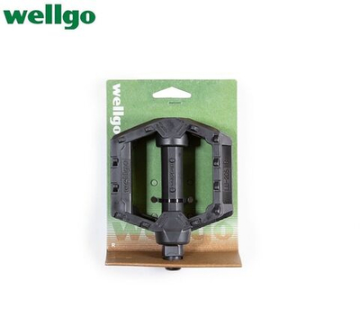 Педали WELLGO, платформенные (комплект 2 шт.) 112x99 мм, пластик/сталь, LU-205, блистер (черный, УТ0