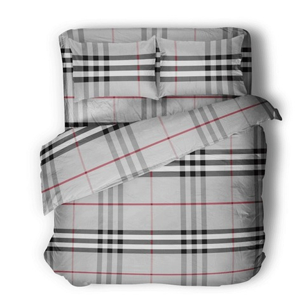 Комплект постельного евро-стандарт SQUARE BURBERRY GREY, 100% хлопок