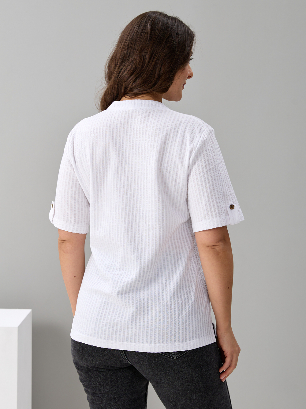 Блузка БЛ-122/молоко-жаткаполоса