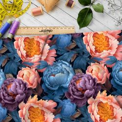 Ткань премиум таффета яркий ночной цветочный хор