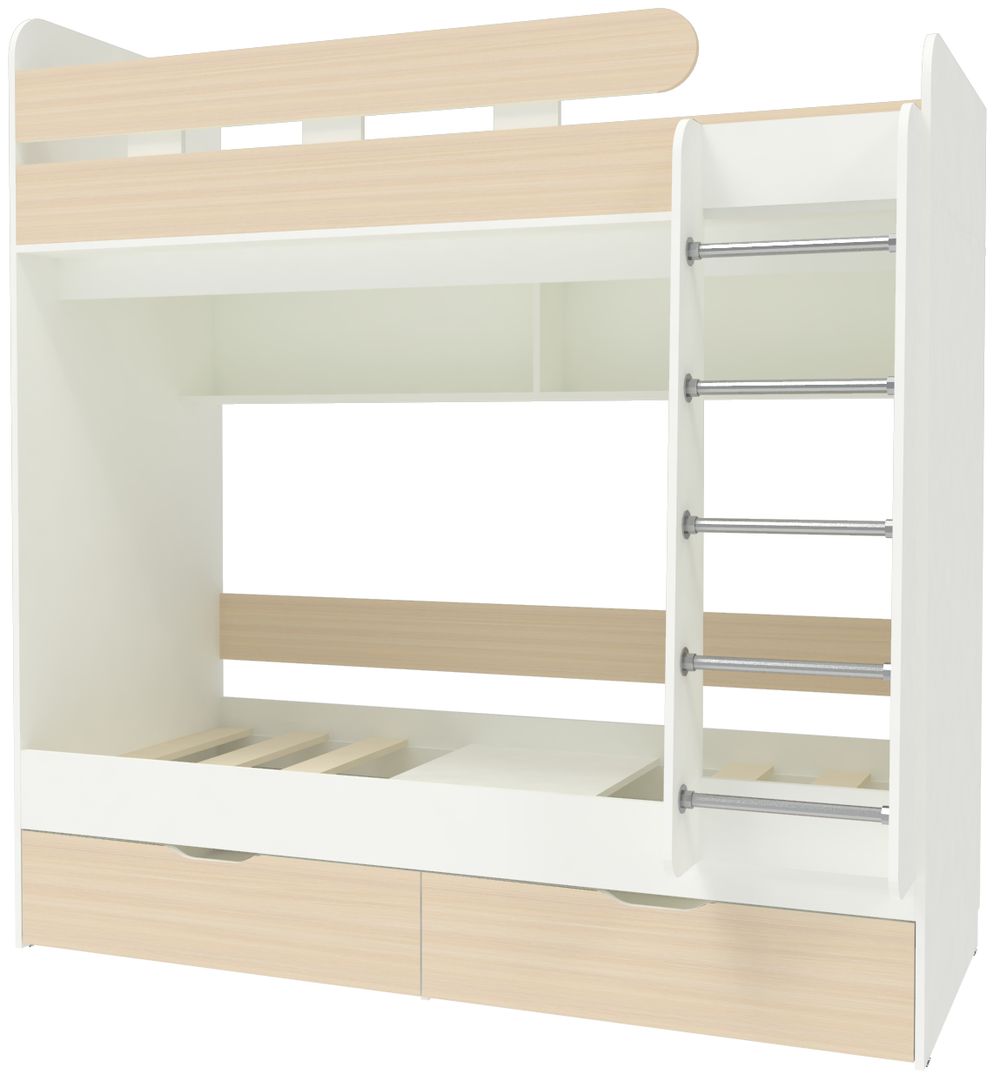 Двухъярусная кровать КарИВи Юниор 5 80х190 Белый   Дуб Молочный