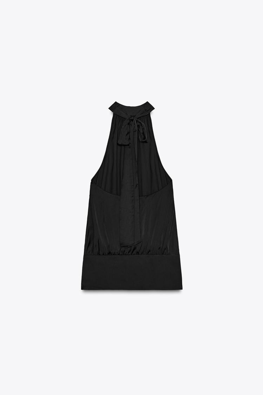 ZARA АТЛАСНЫЙ ТОП С ГОРЛОВИНОЙ ХАЛТЕР, ЧЕРНЫЙ