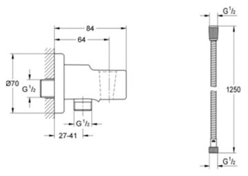 Гигиенический душ встраиваемый Grohe BauCurve 123072 хром
