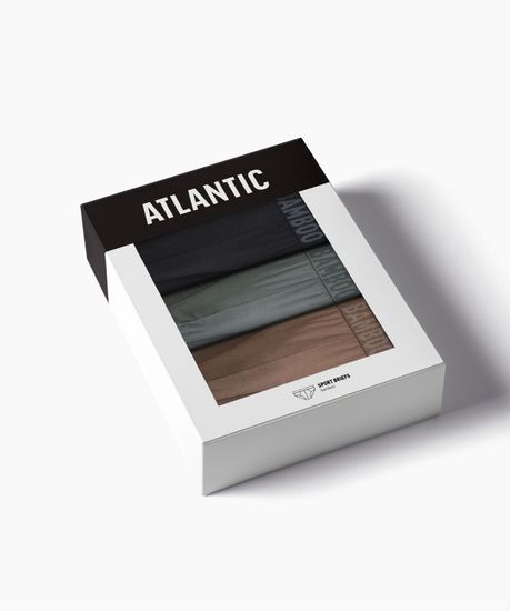 Мужские трусы (3шт) слипы спорт Atlantic 3MP-199, бамбук, светлый хаки + черный + бежевый