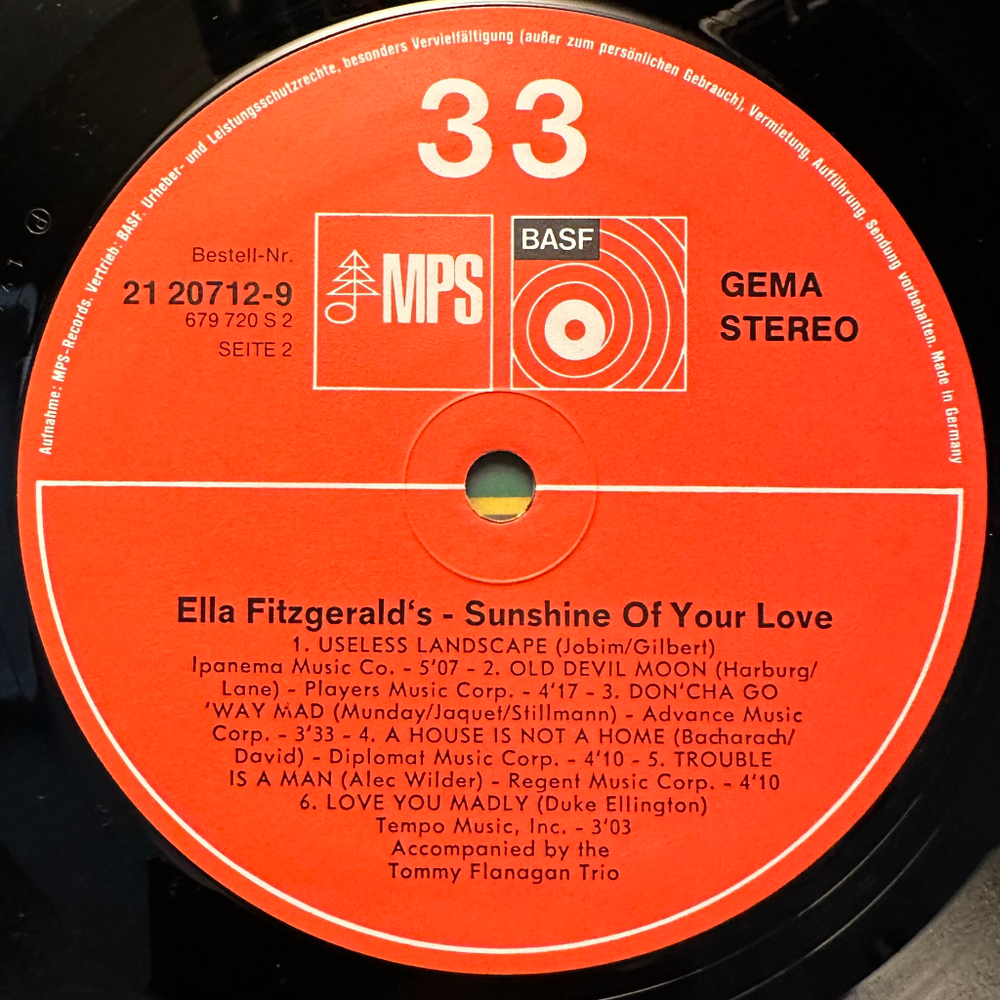 Ella Fitzgerald - Sunshine Of Your Love (Германия 1973г.)