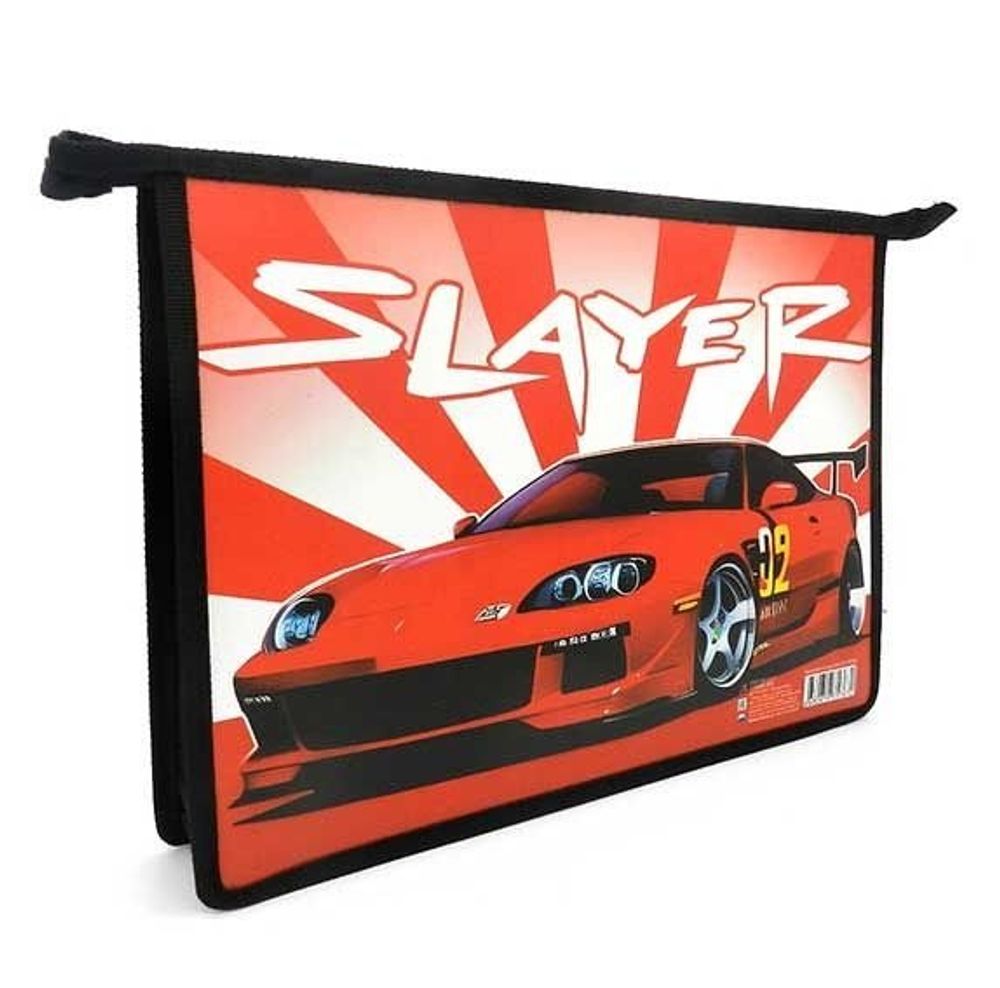 Папка 1 отделение, А4 325х230х55 мм, Пчелка, пластик, дизайн с одной стороны, молния сверху, "Японское авто"