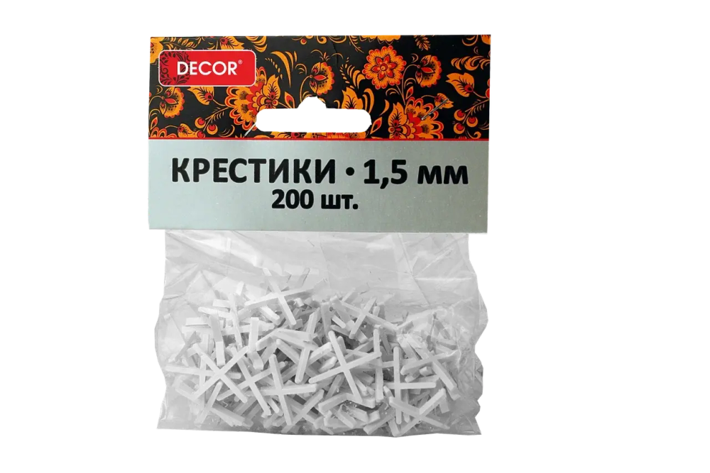 Крестики ПВХ для кафеля и плитки 1,5мм(200шт) "BEOS" DECOR 338-0015