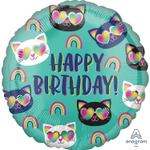 Шар Фольгированный Котики Радуга (Ассорти)