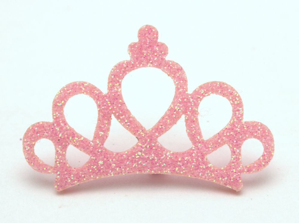 Патч &quot;Корона с блестками&quot;, 46*31 мм, цвет  светло-розовый (1уп = 25шт)