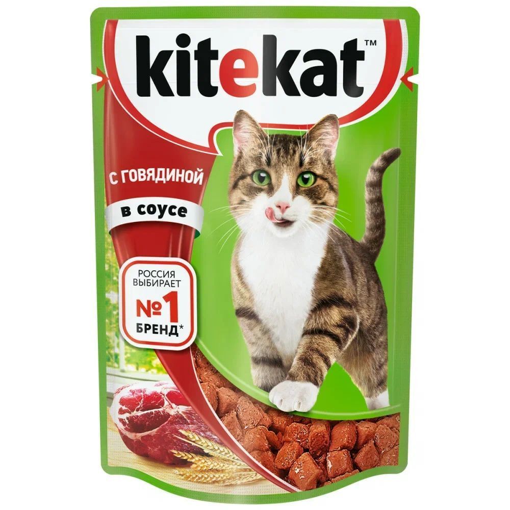 Влажный корм Kitekat для кошек говядина в соусе 85 г