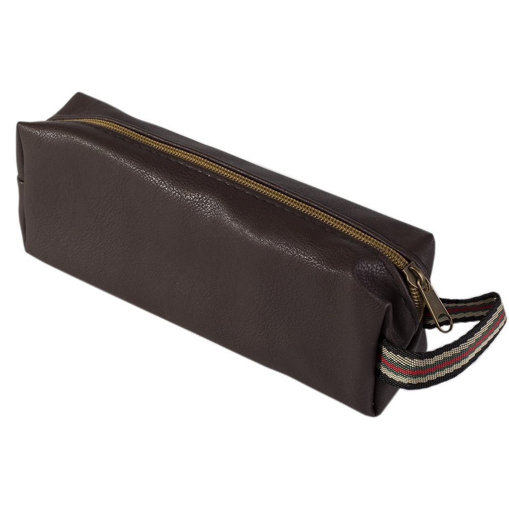 Пенал - косметичка, Alingar, кожзам, молния, 90 х 220 мм, микс (синий, коричневый)