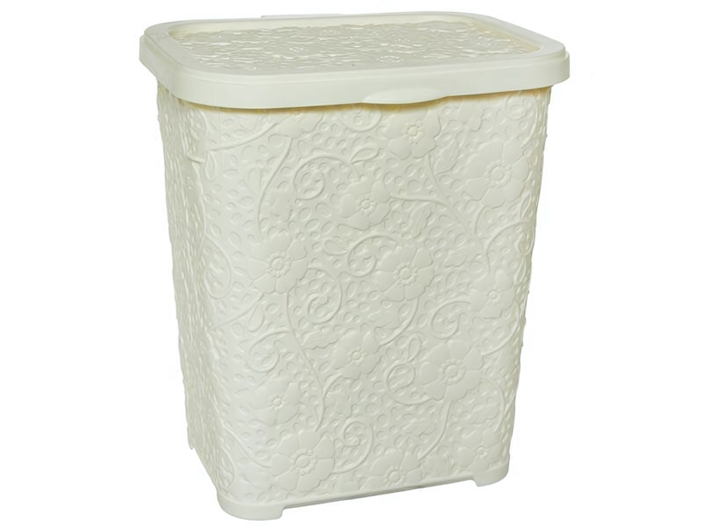 Корзина для стирального порошка 6л "Ажур", цвет кремовый
